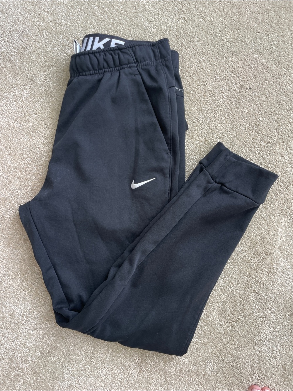 Nike Black Jogger Pants with White Swoosh